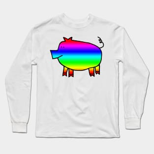 Bright Rainbow Pig for Kids Long Sleeve T-Shirt